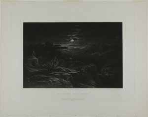 David verschont Saul in Hachilah, aus Illustrationen der Bibel von John Martin