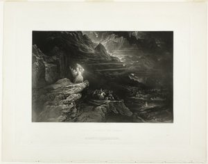 Moses zerbricht die Tafeln, aus Illustrationen der Bibel von John Martin