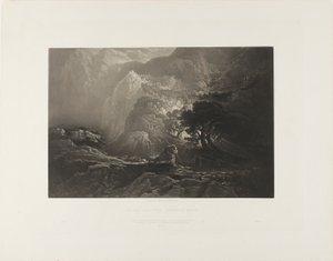 Moses und der brennende Dornbusch, aus Illustrationen der Bibel von John Martin