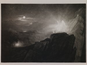 Die Engel, die das Paradies bei Nacht bewachen, Illustration zu „Das verlorene Paradies“ von John Milton, Buch 4, Zeile 866 von John Martin