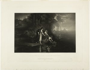 Die Tochter des Pharao findet den Säugling Moses, aus Illustrationen der Bibel von John Martin