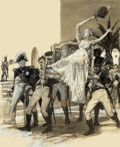 Mädchen wird von Soldaten getragen von John Millar Watt