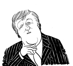 Stephen Fry - Karikatur von John Minnion