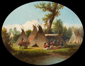 Assiniboin-Lager am oberen Missouri, um 1870 von John Mix Stanley