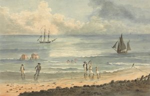 Am Strand von Brighton: Figuren, die am Ufer spazieren von John Nixon