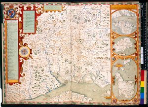 Southampton, Hampshire: Beschreibung von J. Norden, mit Karte: 1595 von John Norden