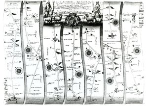 Die Straße von London nach Wells und Bury St. Edmunds, aus Ogilby