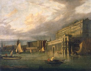 Somerset House und das Adelphi vom Fluss aus, ca. 1825 von John Paul