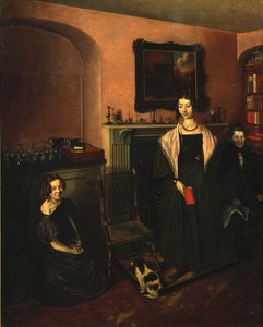 Am Kamin im Familienheim mit drei Familienmitgliedern, 1830-35 von John Petherick