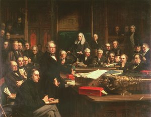 Lord Palmerston spricht vor dem Unterhaus während der Debatten über den Vertrag mit Frankreich im Februar 1860, 1863 von John Phillip