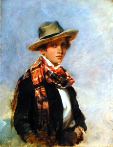 Porträt eines Jugendlichen mit einem Tartanschal von John Phillip