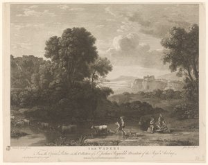Landschaft mit Herde und Hirten an einer Furt von John Pye (I)