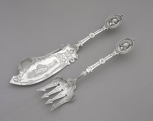 Fischgabel und Messer, ca. 1862-1870 (Silber) von John R. Wendt