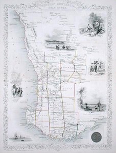 West-Australien, aus einer Serie von Weltkarten veröffentlicht von John Tallis & Co., London & New York