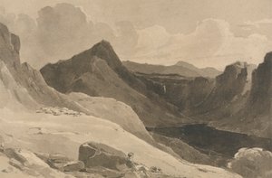 Eine Berglandschaft mit einem Hirten von John Renton