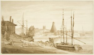 Blick vom Ostende des Mardyke Richtung Limekiln Glashütte von John Reverend Eden