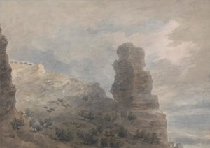 Ein Blick vom Gasthaus in Terracina von John Robert Cozens