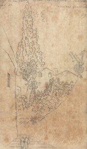 Zypresse im Garten der Franziskaner in Salerno von John Robert Cozens