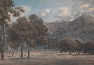 Il Parco degli Astroni - Der bewaldete Kraterboden mit laufender Jagd von John Robert Cozens