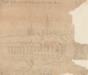 Teil der Mauer von Rom in der Nähe der Villa Medici von John Robert Cozens