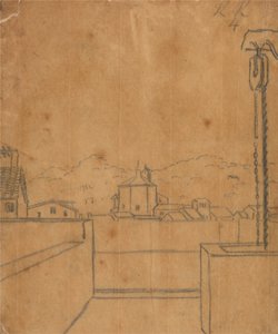 Dachansicht eines Baptisteriums von John Robert Cozens