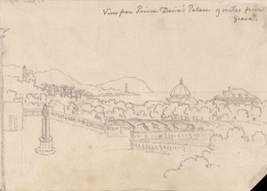 Blick vom Palast des Prinzen Doria, 9 Meilen von Genua von John Robert Cozens