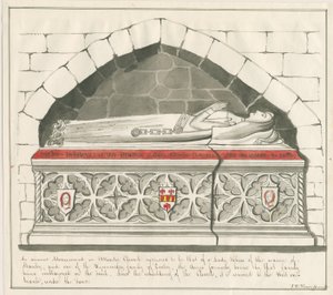 Uttoxeter Kirche - Grab der Äbtissin der Familie Kynnersley: Feder- und Tuschzeichnung, undatiert [Mitte 19. Jh.]