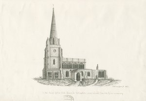 Uttoxeter Kirche [Alt]: Feder- und Tintenzeichnung, 1836 von John Robert Fernyhough
