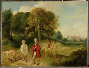 J. M. W. Turner (1775-1851) und Walter Ramsden Fawkes (1769-1825) in Farnley Hall, ca. 1820-24 von John Robert Wildman