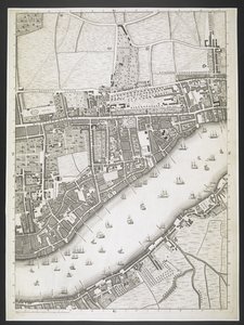 Plan von London, Ratcliff Highway, Upper Shadwell Road, ein Plan der Städte London und Westminster und des Stadtteils Southwark; aus einer tatsächlichen Vermessung, erstellt von JOHN ROCQUE, Landvermesser, und graviert von John Pine