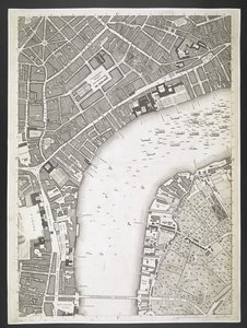 Plan von London, The Strand, Westminster Bridge, ein Plan der Städte London und Westminster und des Stadtteils Southwark; aus einer tatsächlichen Vermessung, erstellt von JOHN ROCQUE, Landvermesser, und graviert von John Pine