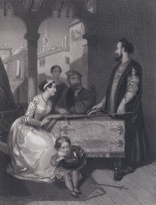 Gentile Bellini und die Nachkommen des großen Enrico Dandolo (Gravur) von John Rogers (after) Herbert