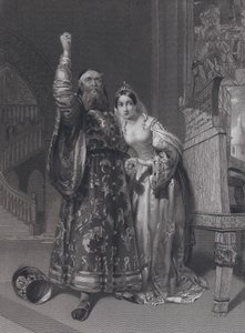 Marino Faliero, Doge von Venedig, droht Rache für die Verleumdung seiner Frau, Aluycia Gradenigo von John Rogers (after) Herbert