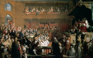 Der Prozess der sieben Bischöfe im House of Commons während der Herrschaft von James II