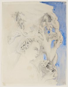 Fassade des Dogenpalastes, Venedig - Kopf von Adam, ca. 1845 von John Ruskin