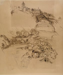 Fribourg, Schweiz: Federzeichnung, Juli oder August - September 1856 von John Ruskin