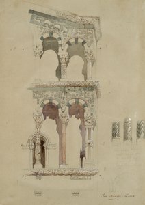 Teil der Fassade der zerstörten Kirche San Michele in Foro, Lucca, wie sie 1845 erschien von John Ruskin