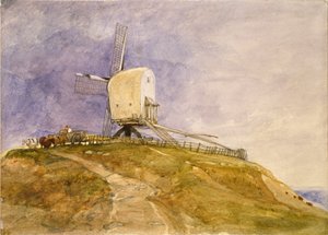 Eine Windmühle auf einem Hügel in Eye, Suffolk, frühes 19. Jahrhundert