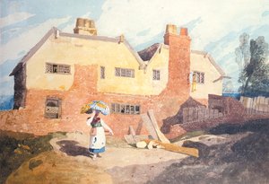 Häuser mit einer Wäscherin (Elm Hill, Norwich) um 1808-9 von John Sell Cotman