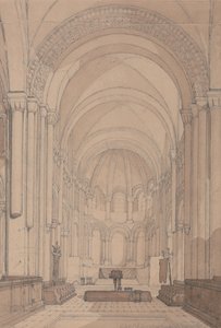 Ostende der Abteikirche von Saint-Georges de Boscherville, nahe Rouen, Normandie von John Sell Cotman