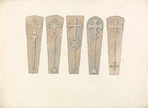 Fünf Sargdeckel aus ?Norfolk Kirchen von John Sell Cotman