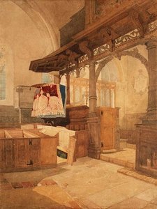 Innenraum der Trentham Kirche, Staffordshire, ca. 1808 von John Sell Cotman
