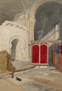 Innenansicht des östlichen Ambulatoriums der Apsis der Kathedrale von Norwich von John Sell Cotman