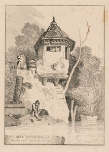 Liber Studiorum, Frontispiz, Blick auf ein Gartenhaus am Ufer des Flusses Yare, 1838