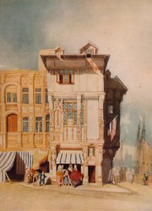 Alte Häuser mit Figuren von John Sell Cotman