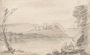 Ruine an einem See, im Stil von Richard Wilson von John Sell Cotman