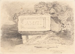 Zerstörtes Grab mit der Inschrift "A.M.G." von John Sell Cotman