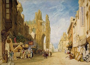 Straßenszene in Alençon, Normandie, 1828 von John Sell Cotman