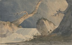 Wasserfall in einer trostlosen Landschaft von John Sell Cotman