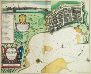 Eine Karte der Stadt und des Hafens von Tripolis in der Barbarei